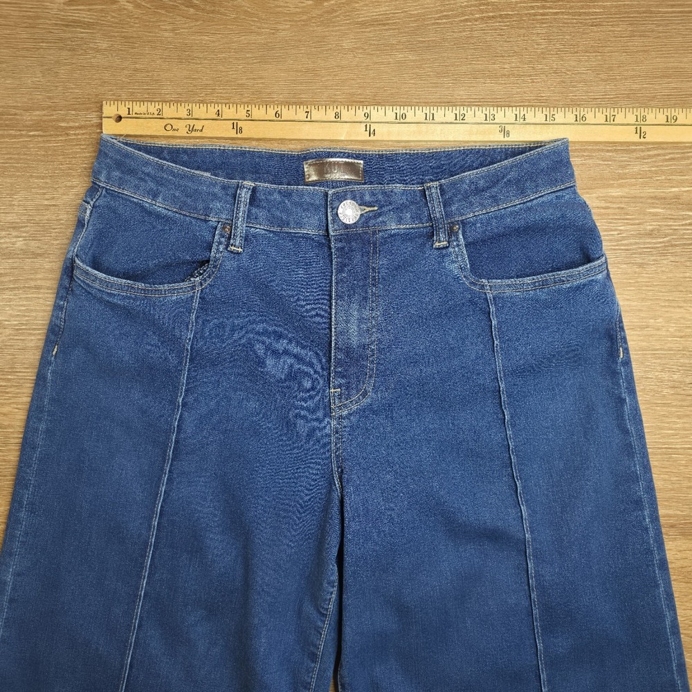 KUT from the Kloth Margo Wide Leg Jeans Women's 10 Blue Cuffed Pintuck High Rise - Picture 4 of 12